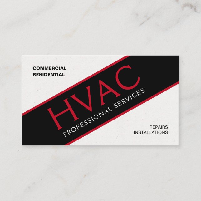 Red Black HVAC Service Business Card (Front)