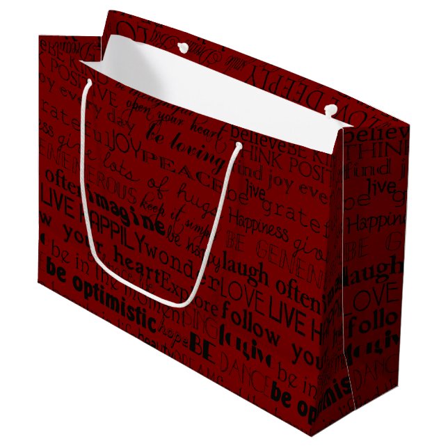 Red Black Inspirational Words  Large Gift Bag (Front Angled)