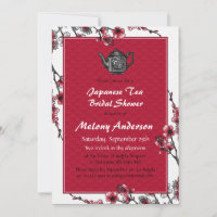 Red Black Japanese Tea Bridal Shower Invitation