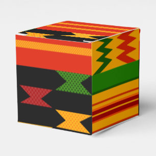 Red & Black Kente Pattern Favour Box