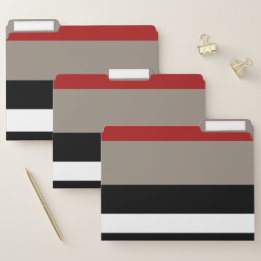 Red Black Khaki Stripe File Folder