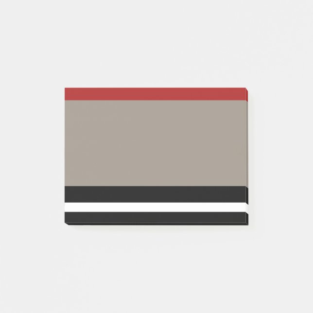 Red Black Khaki Stripe Post-it Notes (Front)
