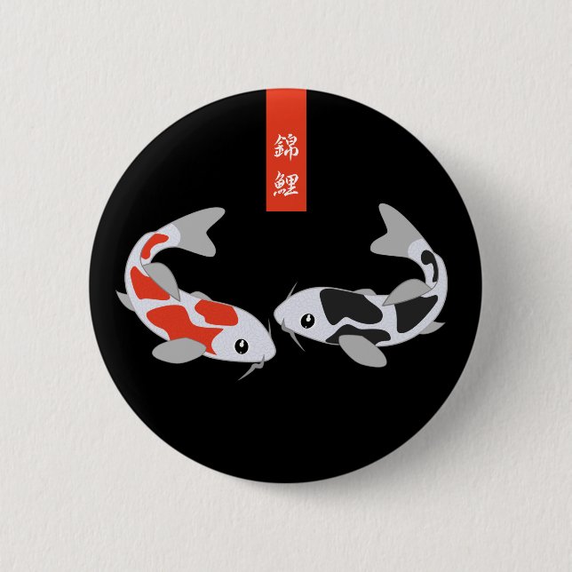 Red & Black Koi Fish 6 Cm Round Badge (Front)
