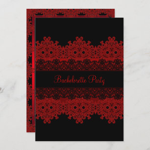 Red & Black Lace Bachelorette Party Invite