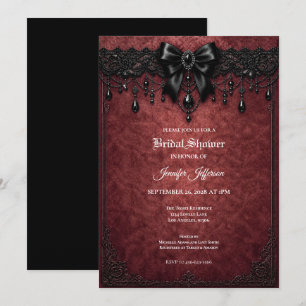 Red Black Lace Gothic Bridal Shower invitation