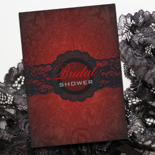 Red Black Lace Gothic Bridal Shower Invitation