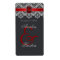 Red & Black Lace Jewelled Wedding Wine Label
