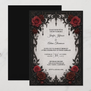 Red Black Lace Wedding Invitation