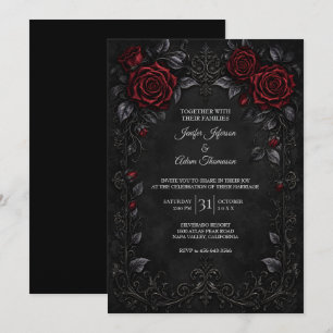 Red Black Lace Wedding Invitation