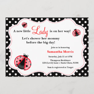 Red & Black - Lady Bug Baby Shower Invitation