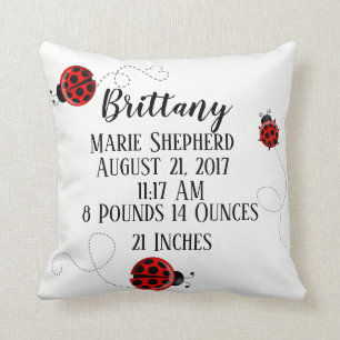 Red Black Ladybug Bug Insect Ladybird Beetle Birth Cushion