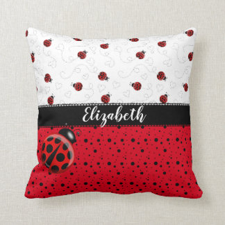 Red Black Ladybug Bug Insect Ladybird Beetles Name Cushion