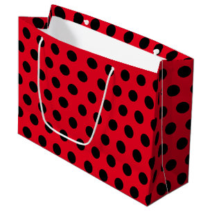 Red & Black Large Medium Polka Dot Party Large Gift Bag