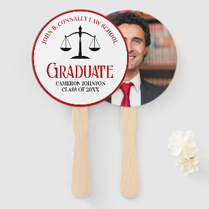 Red Black Law School Graduation Party Hand Fan