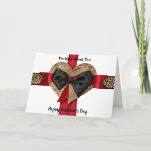 Red Black Leopard Valentine's Day Heart Card