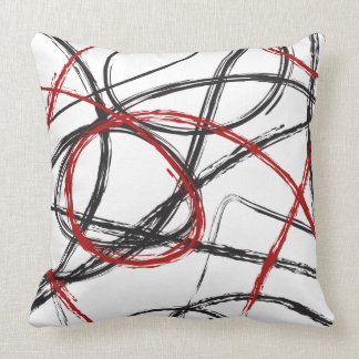 RED BLACK LINES DESIGN Retro Throw Pillow