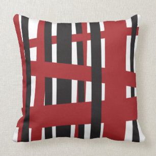 RED BLACK LINES DESIGN Retro Throw Pillow