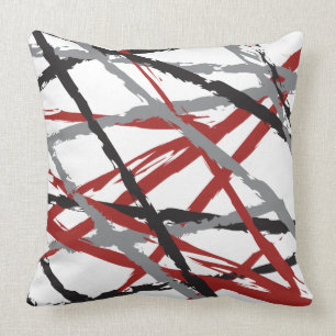 RED BLACK LINES DESIGN Retro Throw Pillow