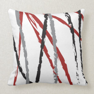 RED BLACK LINES DESIGN Retro Throw Pillow