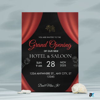 Red & Black Lines New Business Grand Opening  Invitation