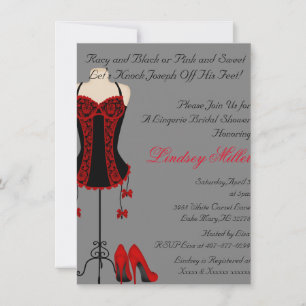 Red & Black Lingerie Bridal Shower Invite