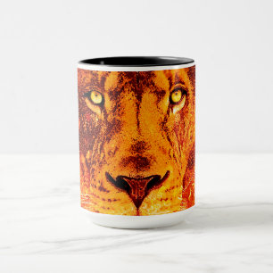 Red Black Lion on Fire Mug