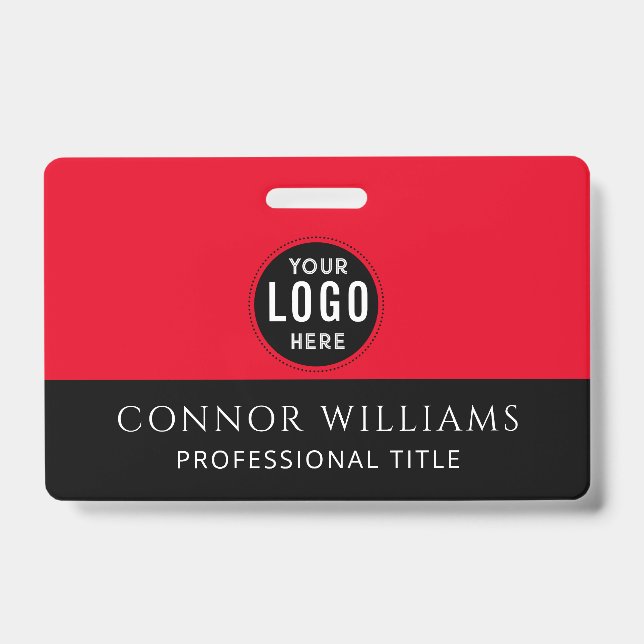 Red Black Logo Employee ID Badge (Front)