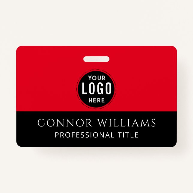 Red Black Logo Employee ID ID Badge (Front)