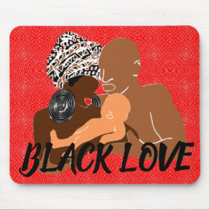 red Black Love Brown Love Black Family Mouse Pad