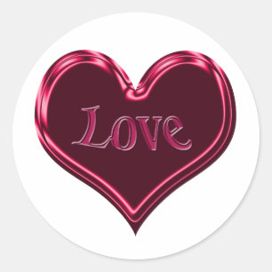 red black love heart classic round sticker