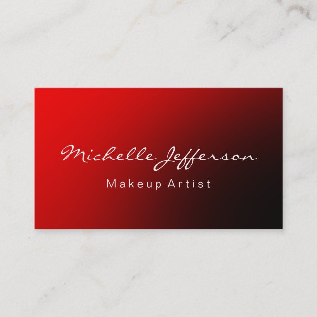 Red Black Makeup Artist Script Business Card (Front)