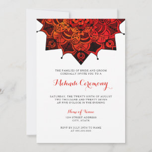 Red Black Mandala Mehndi Ceremony Wedding Invitation