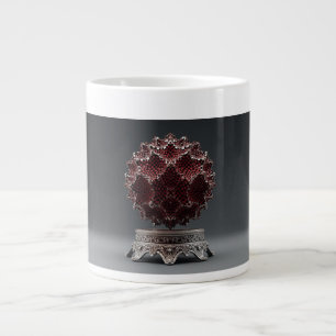 Red & Black Mandelbrot Sphere On Silver Pedestal Large Coffee Mug