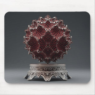 Red & Black Mandelbrot Sphere On Silver Pedestal Mouse Pad