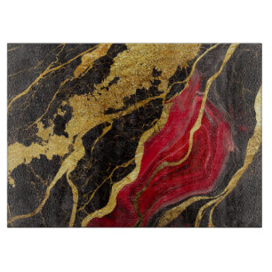 Red Black Marble Pattern with Gold Cutting Board
