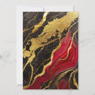 Red Black Marble Pattern with Gold Invitation