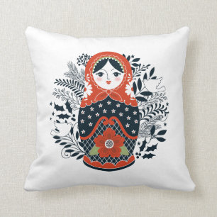 Red Black Matryoshka Nesting Doll Cushion