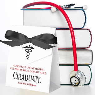 Red Black Medical School Custom Graduation Party Favour Box