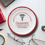 Red Black Medical School Custom Graduation Party Paper Plate<br><div class="desc">This modern red and black custom medical school graduation party paper plate features modern typography for a class of 2025 graduate. Customise with your graduating year under the caduceus for great personalised nurse or doctor decor for a graduating physician.</div>