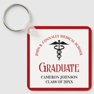Red Black Medical School Graduate Keepsake Key Ring