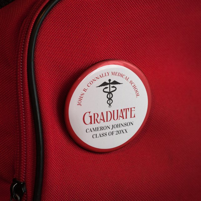 Red Black Medical School Graduation Keepsake 6 Cm Round Badge (Creator Uploaded)