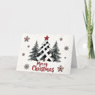 Red Black Merry Christmas Trees Christmas Cards