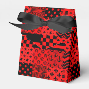 Red Black Mixed Patterns Patchwork Design  Favour Box