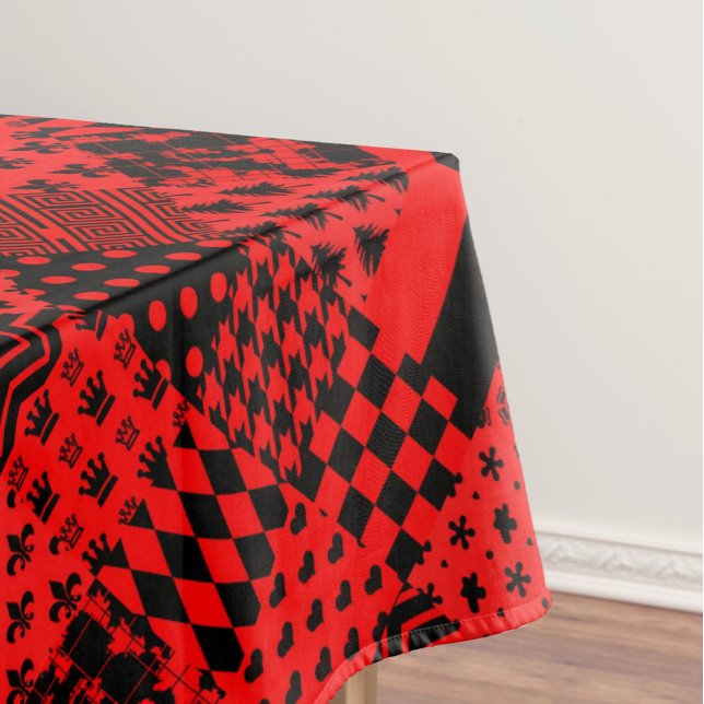 Red Black Mixed Patterns Patchwork Design  Tablecloth (Creator Uploaded)