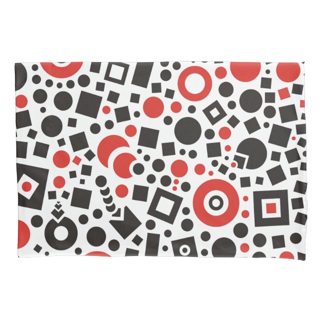 Red & Black Modern Art Deco Pillowcase (Front)