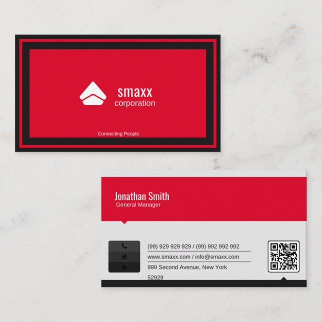 Red & Black Modern Business Card | Bold Corporate  (Front/Back)