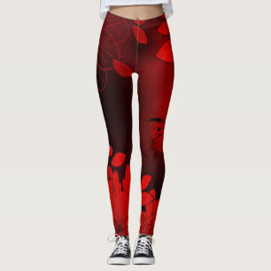 Red Black Modern Chic Hipster Photo Collage Artsy Leggings