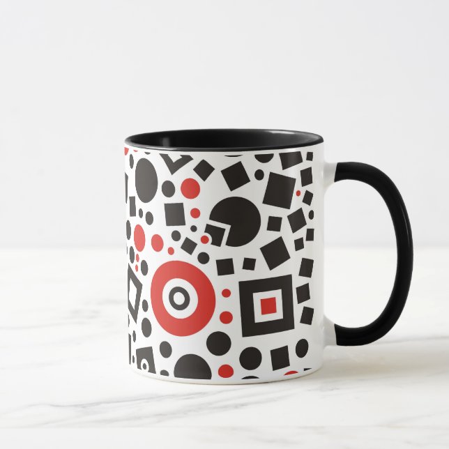 Red & Black Modern Deco Design Coffee Cup Mug (Right)