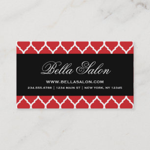 Red & Black Modern Moroccan Lattice Business Card