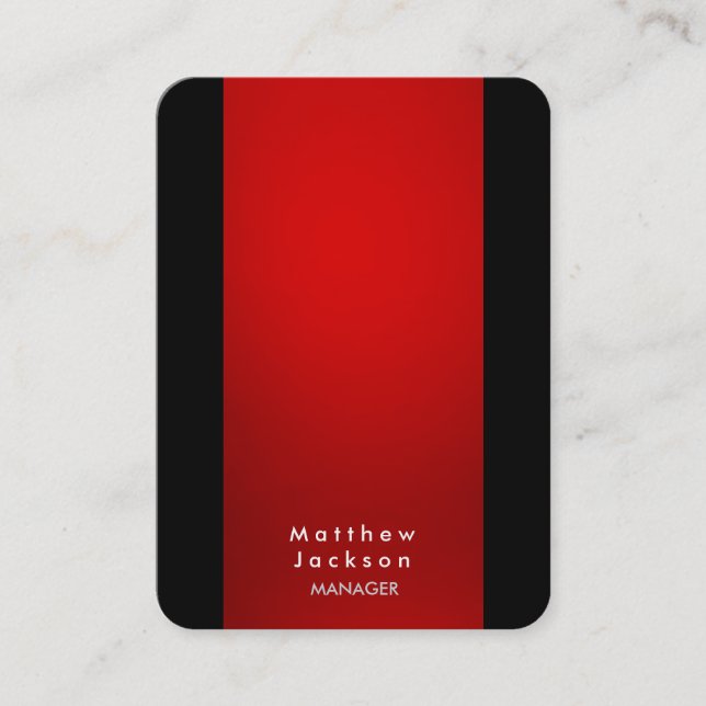 Red Black Modern Plain Professional Manager Business Card (Front)
